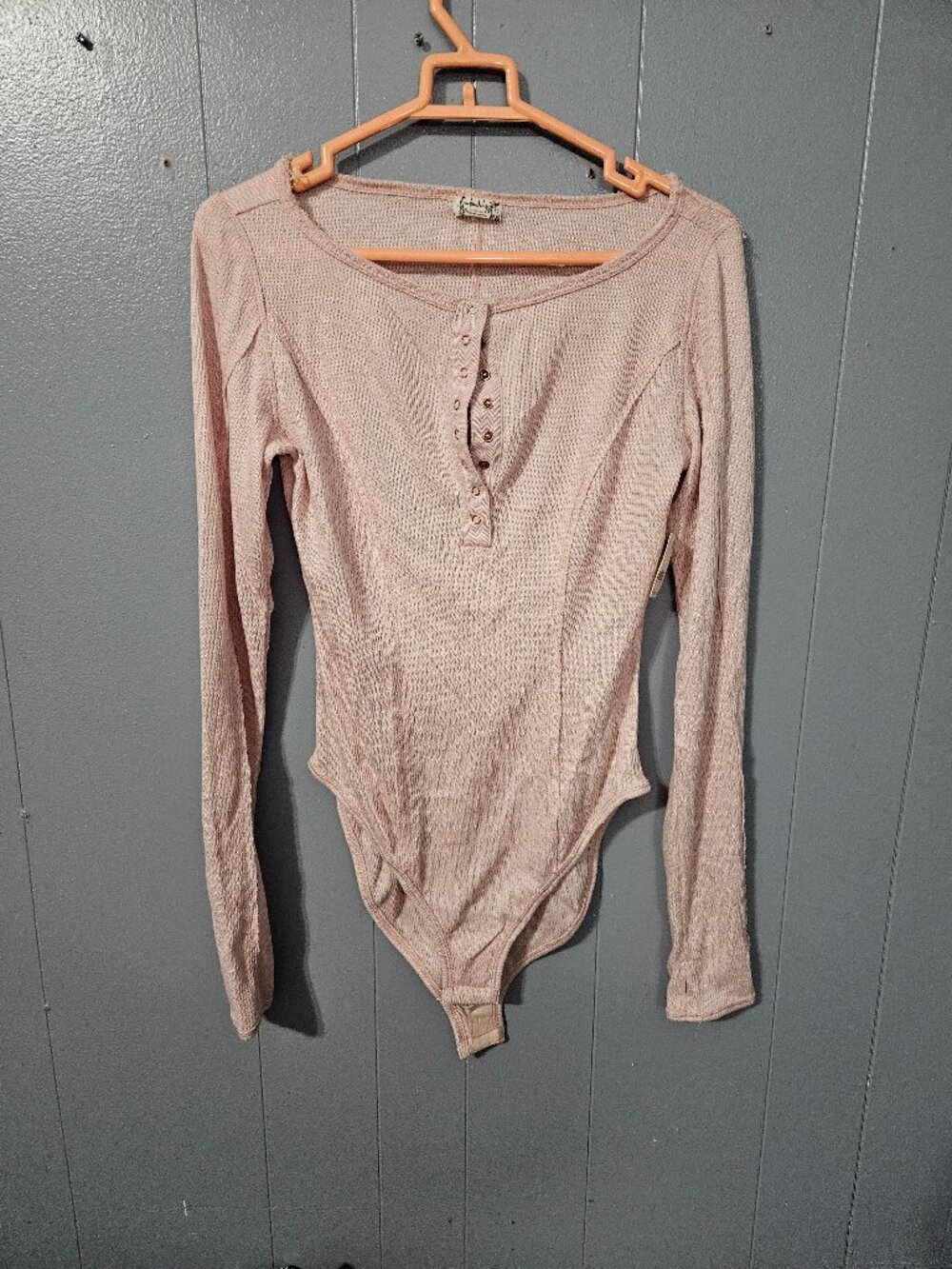 Free People Intimately Ribbed Henley Bodysuit Pink S